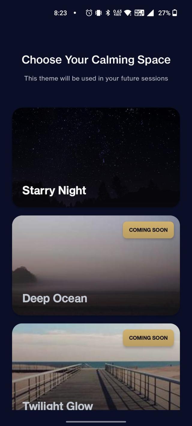 Calming visual themes selection