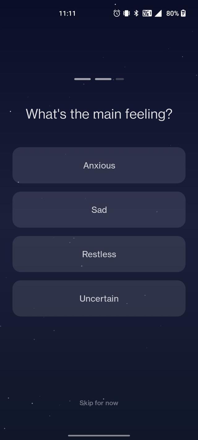Emotional check-in screen