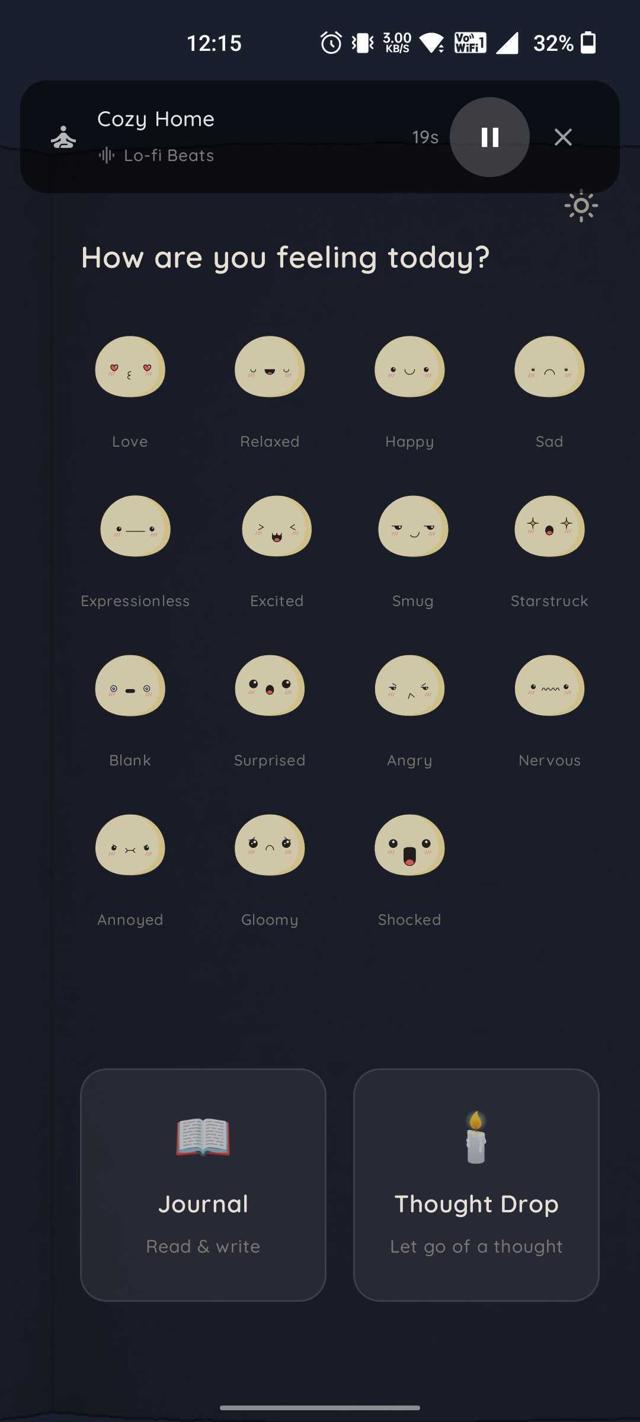 Mood check-in with expressive faces