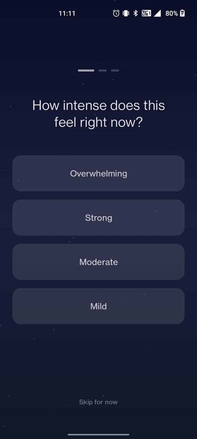 Feeling intensity selection