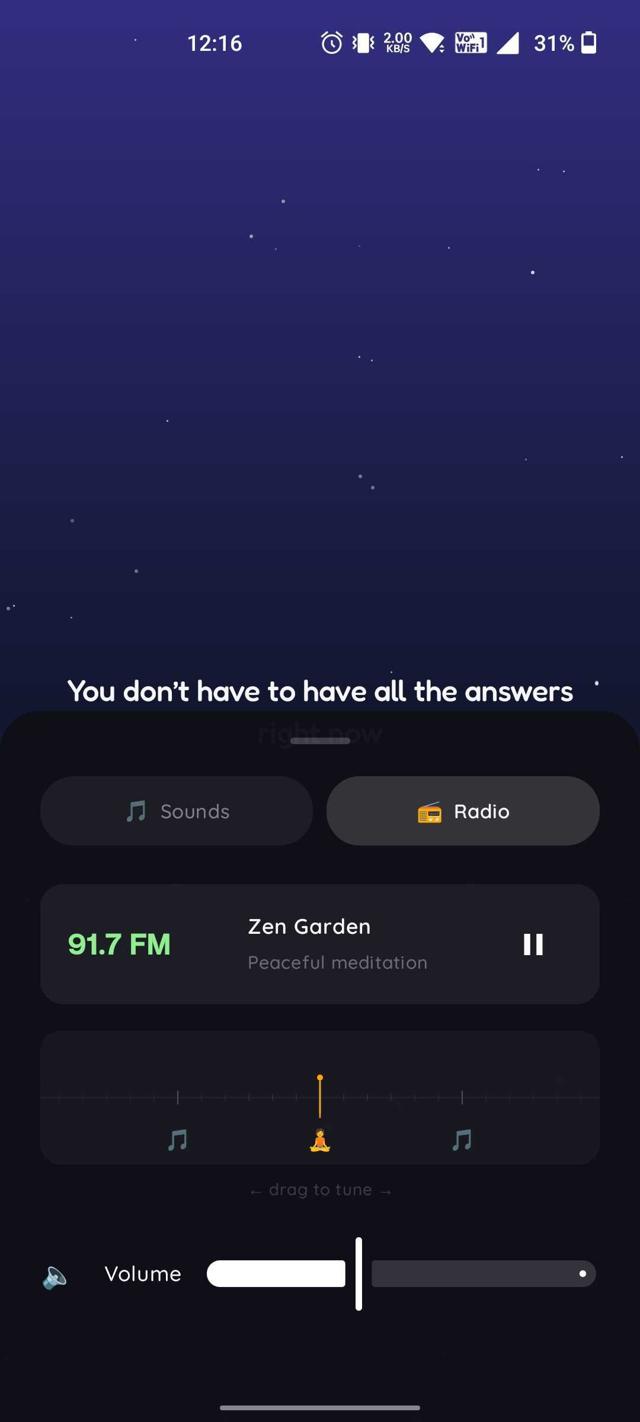 Radio player with affirmations